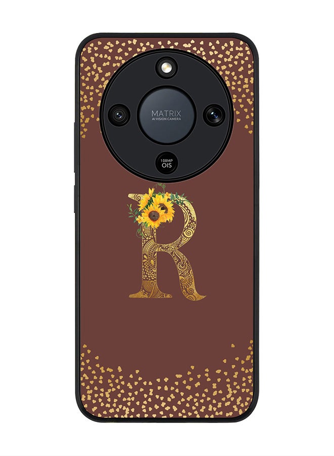 For Honor X9d / Magic8 Lite / X70 Case,Slim fit Camera Protection, Shockproof Thin Phone cover  - Custom Floral Monogram - R  (Brown )